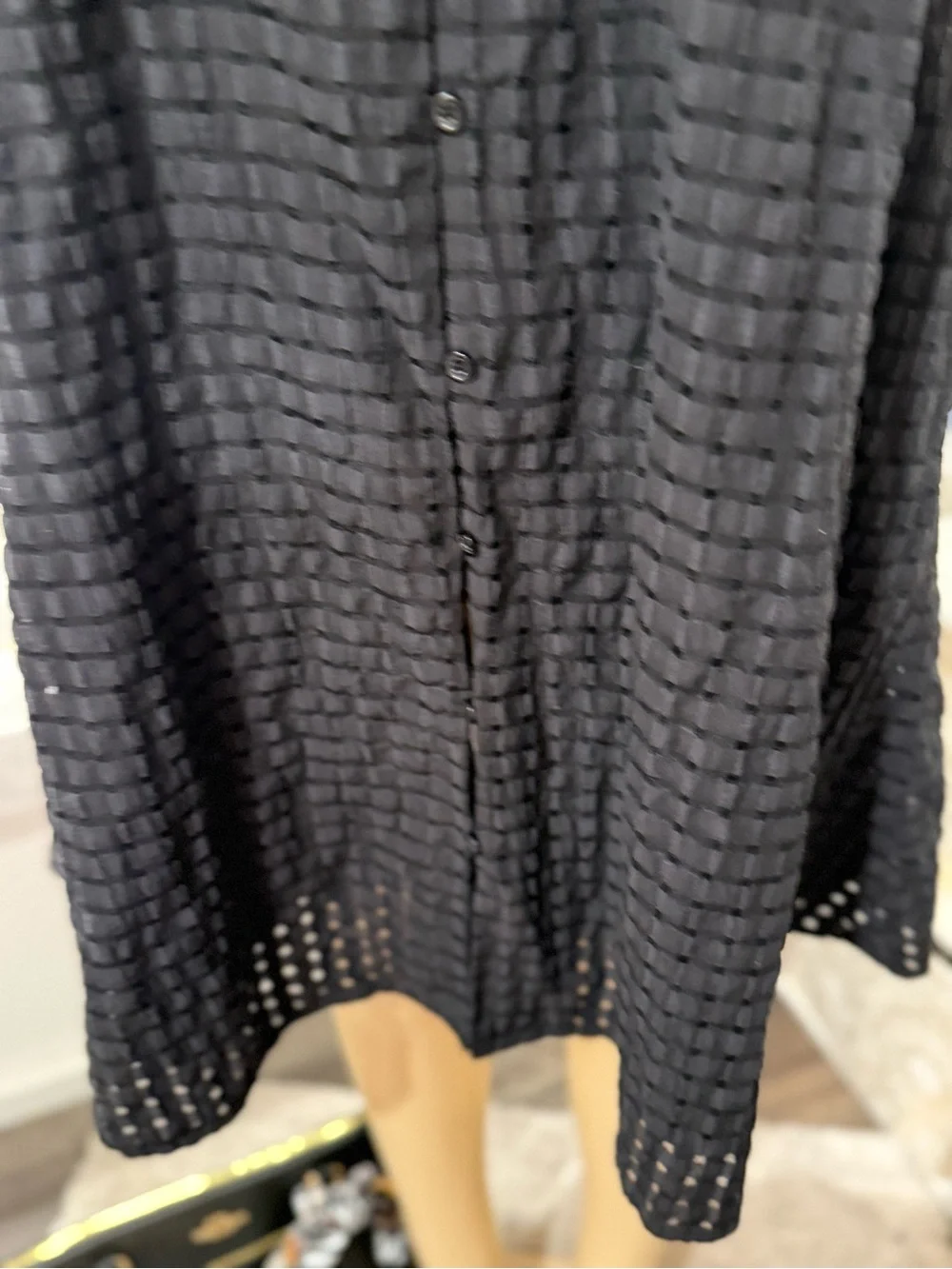 Davi & Dani Black Textured Ruffle Sleeve Midi Dress • Size Large